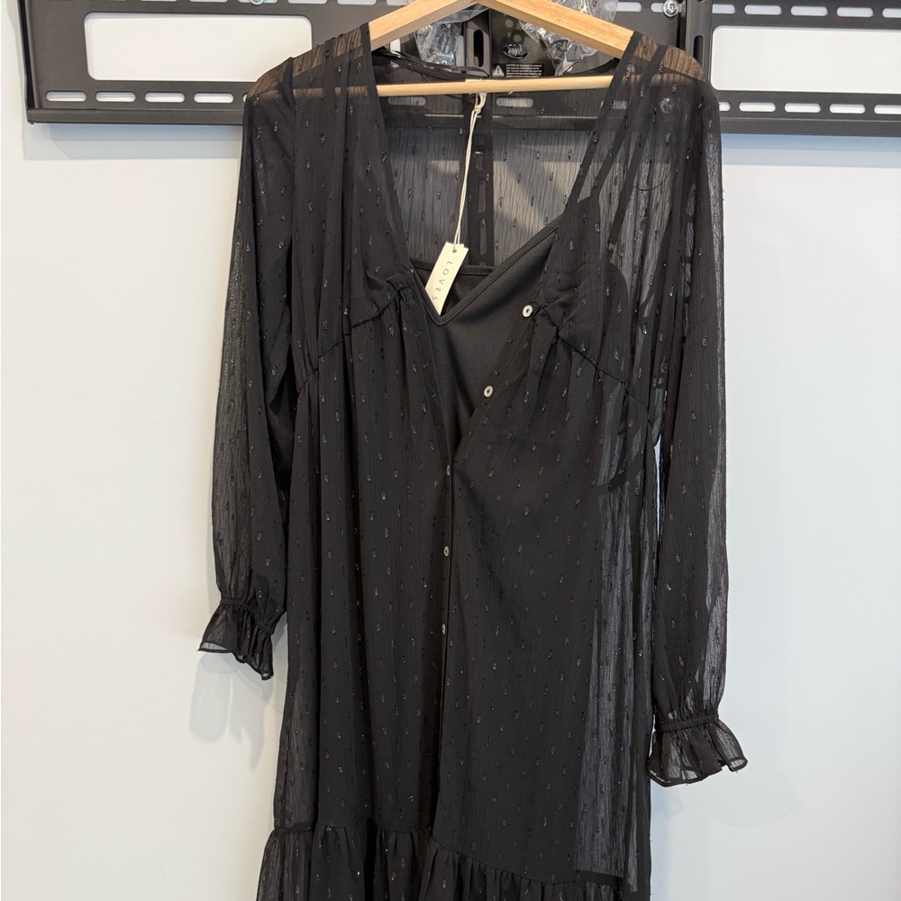 Lovestitch Black Sheer Long Sleeve Dress
